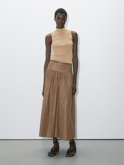 Massimo Dutti Топ из хлопковой смеси с набивным рисунком, пудровый