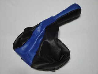 Ручка КПП с кожаным чехлом 2110 с рамкой  черная+синяя 10986