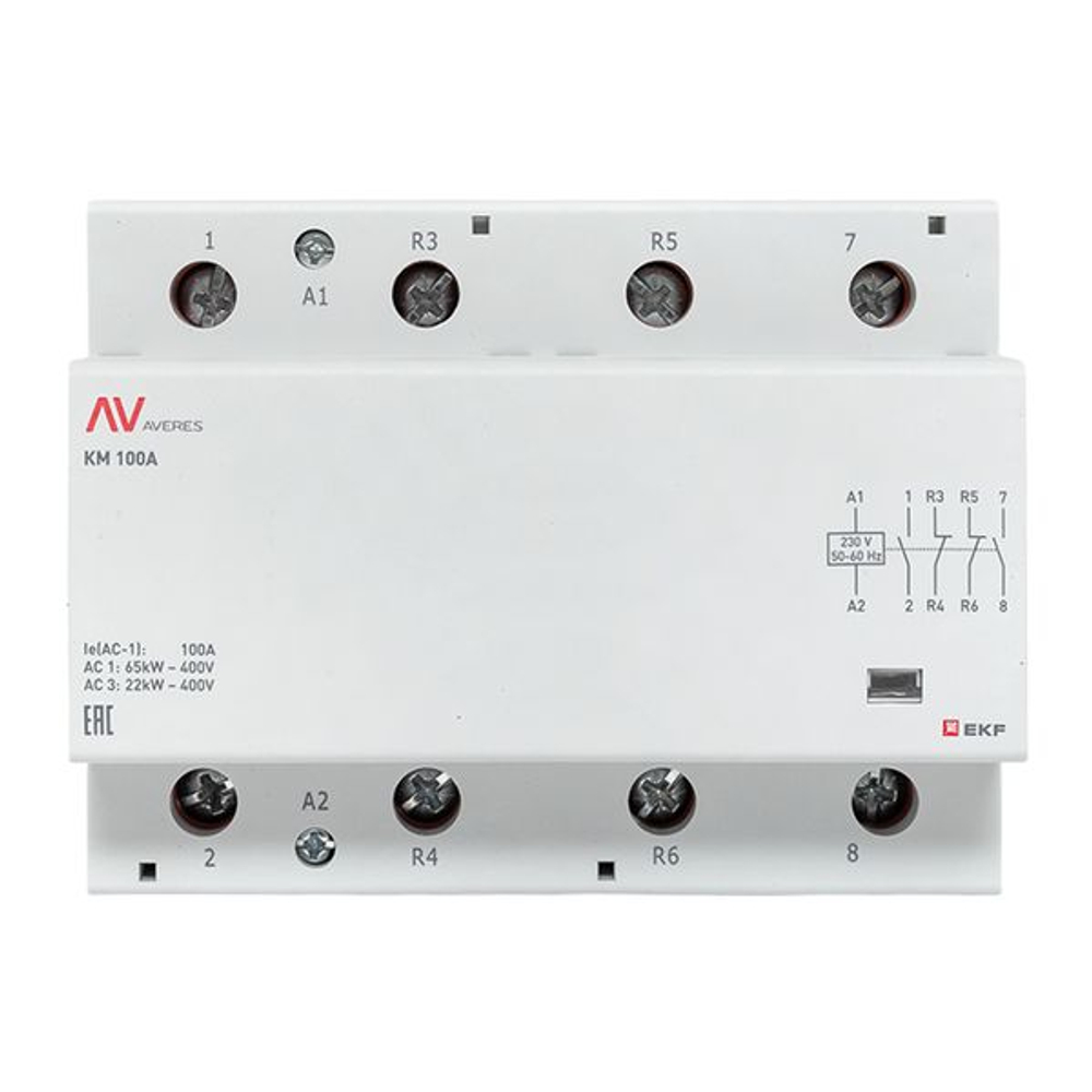 Контактор модульный КМ 100А 2NO+2NC 230В АС (6 мод.) AVERES EKF