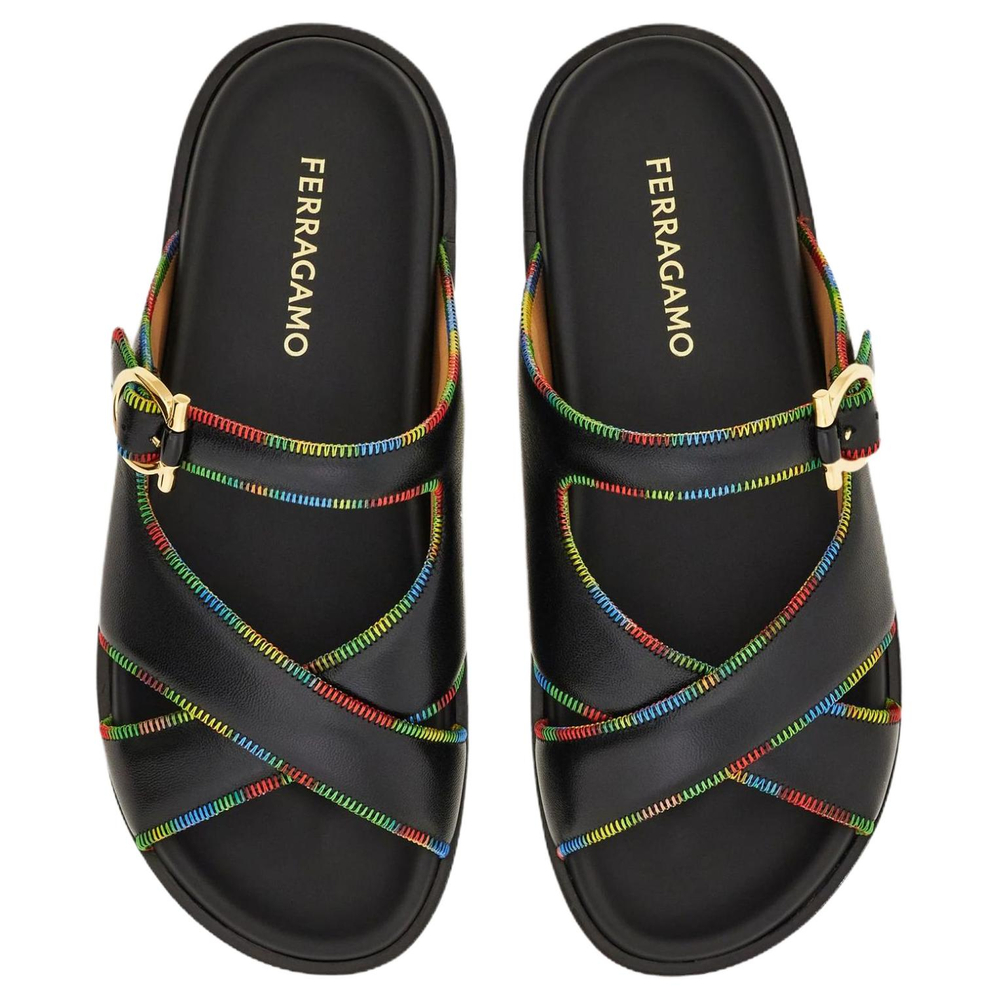 Ferragamo Gancini Slide Slippers Women"s Black