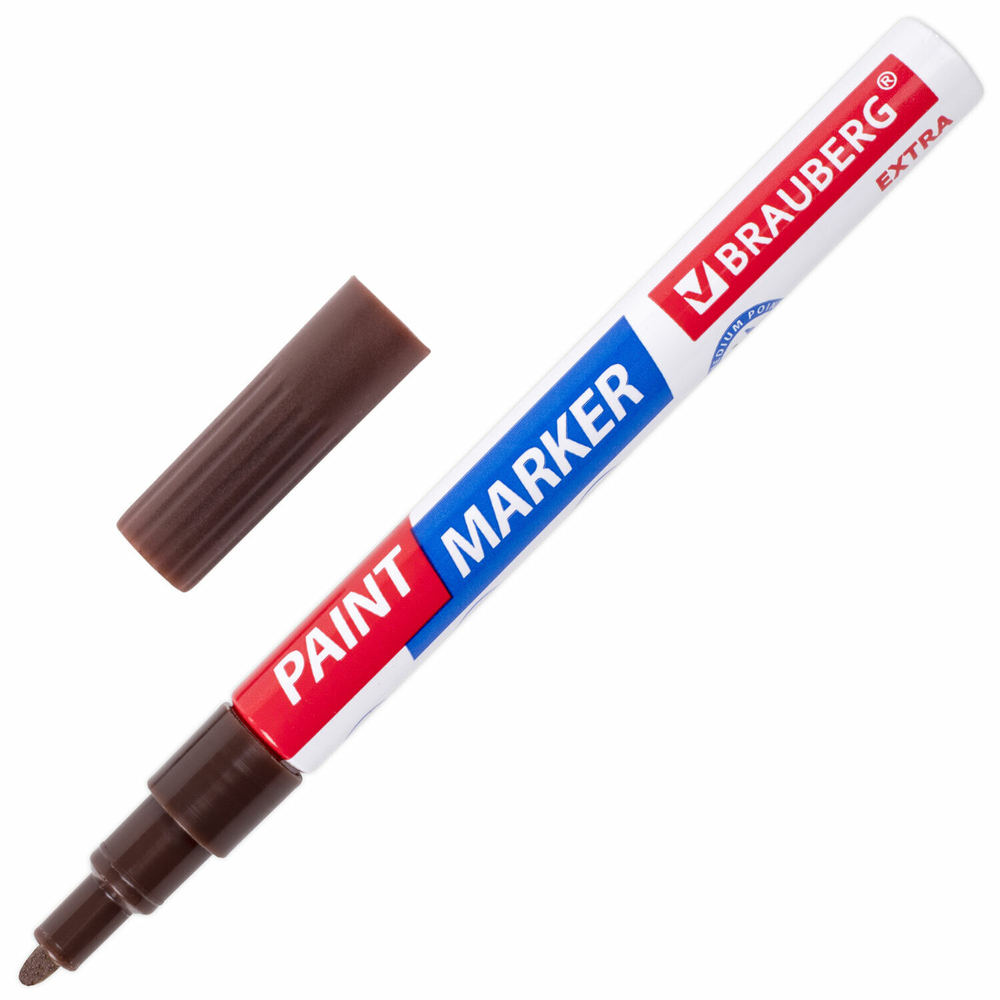 Маркер-краска лаковый EXTRA (paint marker) 2 мм КОРИЧНЕВЫЙ усиленная нитро-основа BRAUBERG (12 штук в упаковке)