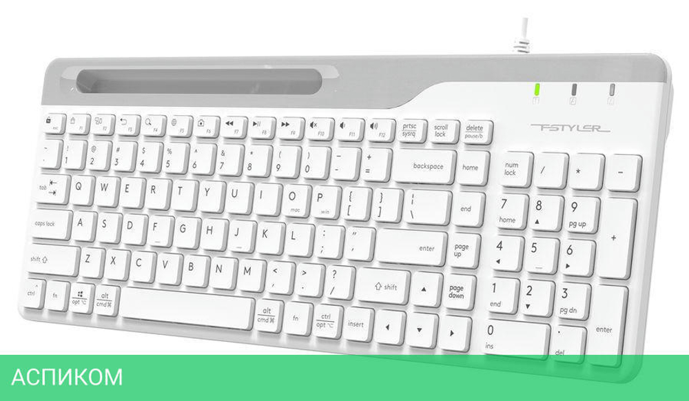 Клавиатура A4Tech Fstyler USB slim White белый/серый (FK25)