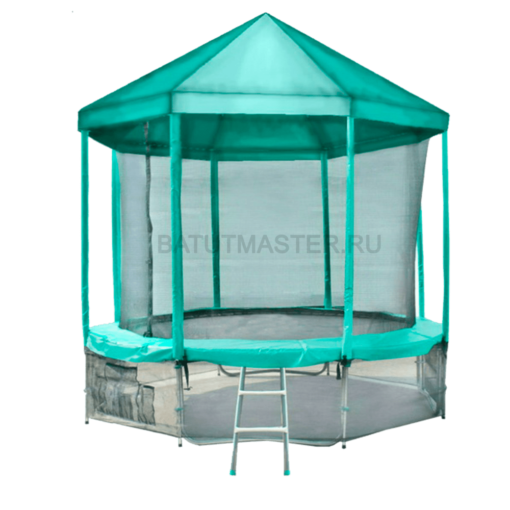 Батут с сеткой и лестницей, с крышей, диаметр 8 фт
