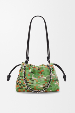 Loewe Сумка-клатч Flamenco среднего размера вышитая тканью, зеленый