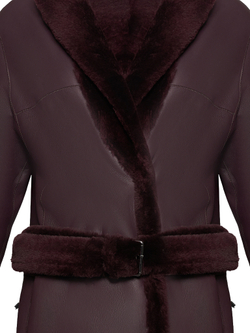 Двусторонняя дубленка из овчины в цвете бордо