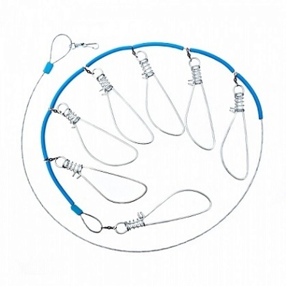 Кукан металлический (трос) 7-ми карабиновый Три Кита