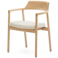 Стул Alocs из бежевой синели из массива дуба с натуральной отделкой FSC Mix Credit (съемный чехол)