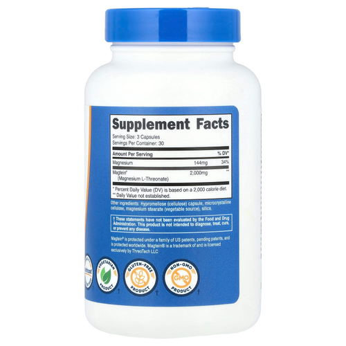 Nutricost, Magtein®, L-треонат магния, 90 капсул (666 мг на капсулу)