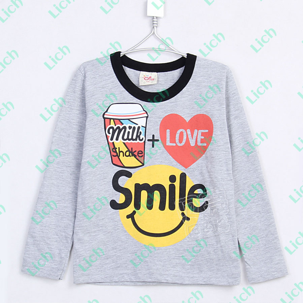 Лонгслив детский с контрастной окантовкой горловины и принтами