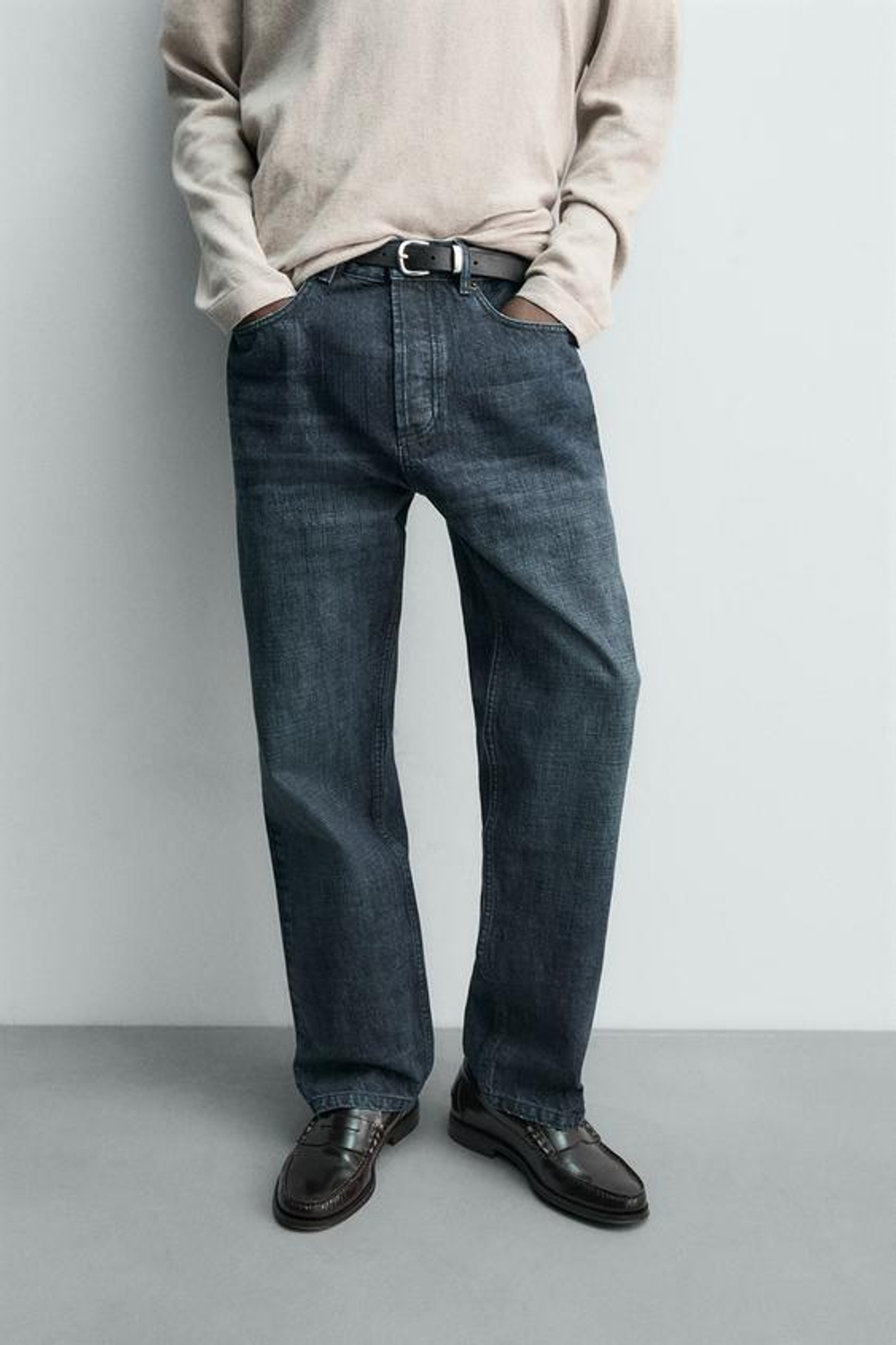 ZARA ДЖИНСЫ RELAXED SELVEDGE ДЛИНОЙ ДО ЩИКОЛОТКИ, МОРСКОЙ СИНИЙ