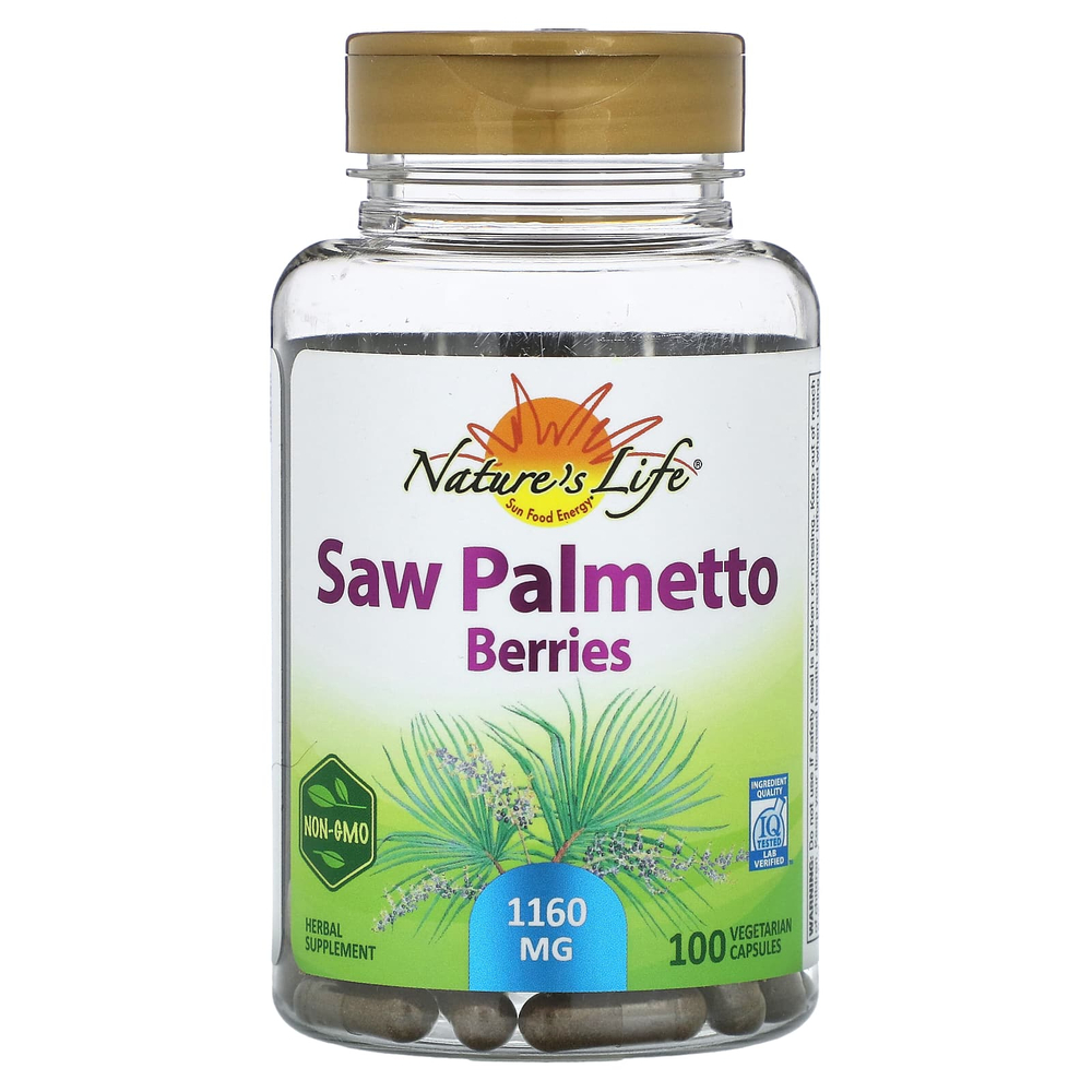Nature's Life, Saw Palmetto, 100 вегетарианских капсул (580 мг на капсулу)