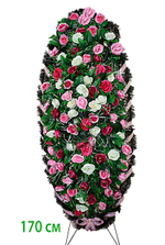 Венок ритуальный 170 см разноцветные розы