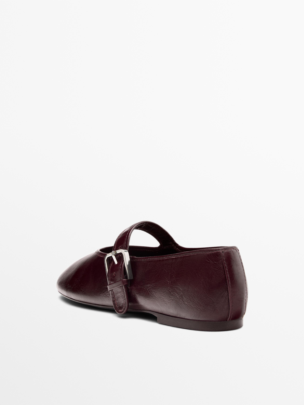 Massimo Dutti Балетки из потрескавшейся кожи, бургунди