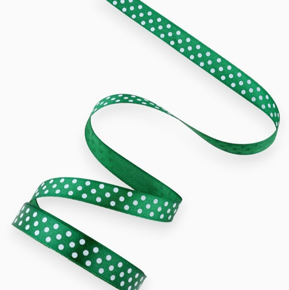 Атласная лента в горошек 15 мм