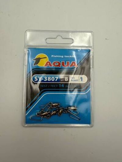 Карабин с вертлюгом для рыбалки AQUA SY-3807 №01 (упк. 8 шт.). Товар уцененный