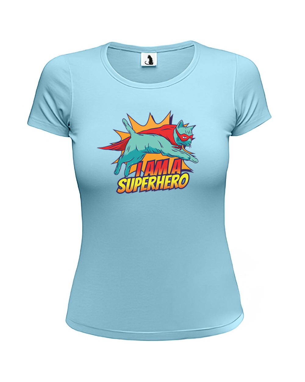 Футболка I am a superhero женская приталенная голубая