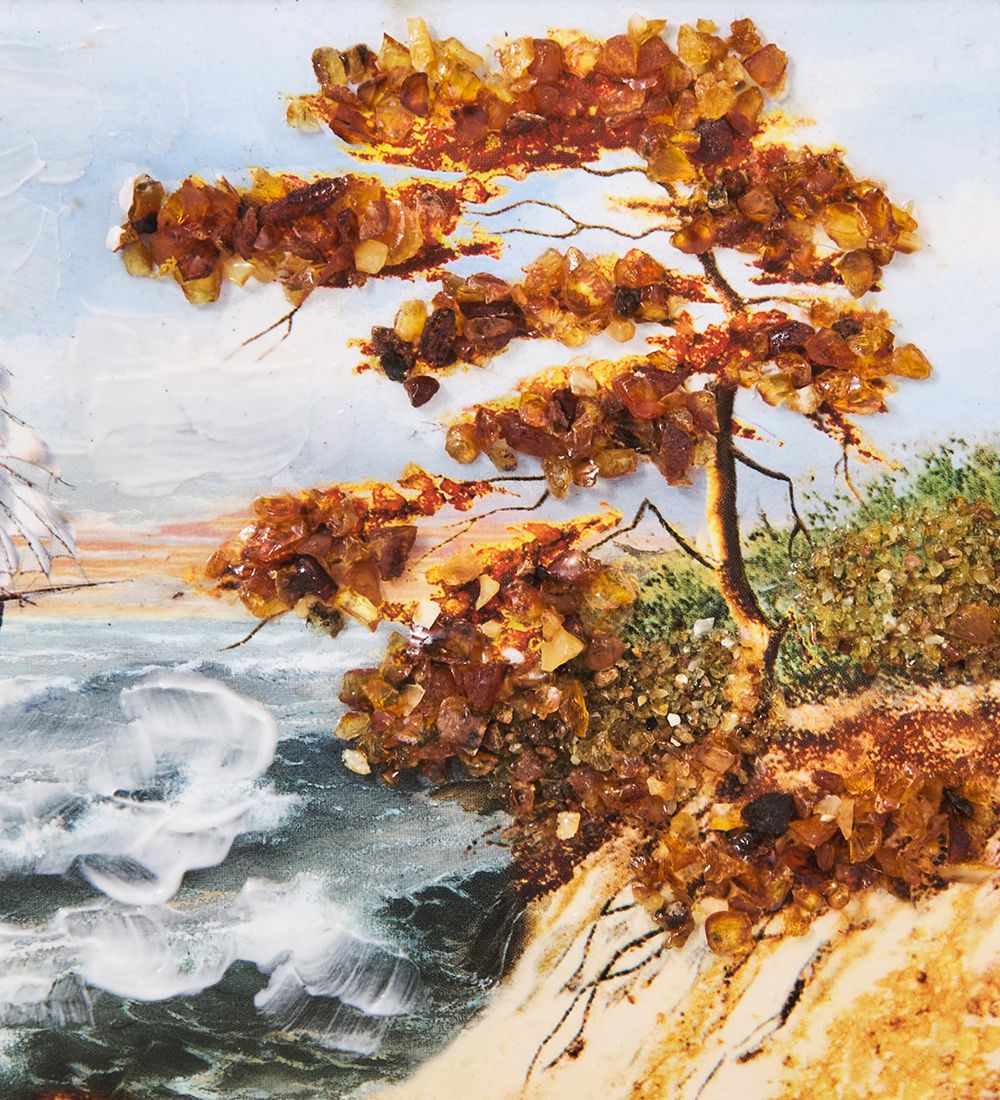 AMB-03/58 Картина «Красота природы» (с янтарной крошкой) H-32см