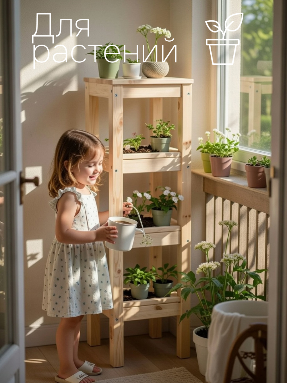 Стеллаж, 33х33х100, Ральф, деревянный, для игрушек и книг, напольный, в ванную, сосна, Dipriz