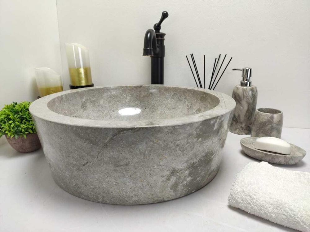 Раковина из мрамора Drum Grey Medium DM-60197 45*45*15