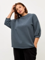 Свитшот оверсайз утепленный с рукавами 3/4 серый