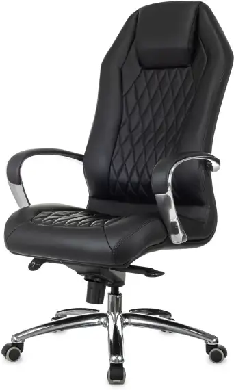 Кресло руководителя Бюрократ _Aura черный кожа крестов. алюминий