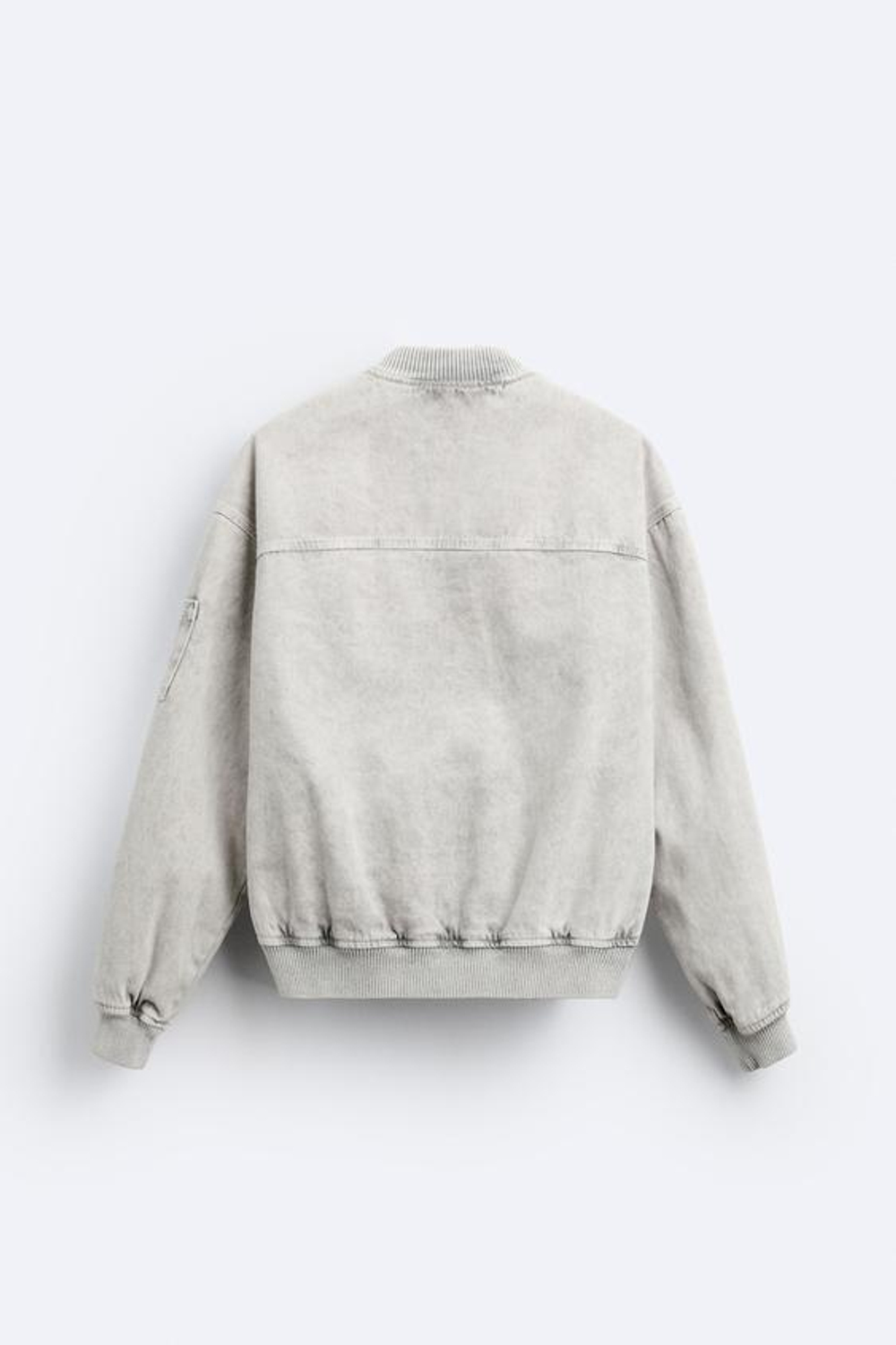 ZARA ХЛОПКОВЫЙ БОМБЕР, СВЕТЛО-СЕРЫЙ