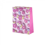 Пакет подарочный бумажный Alingar, (М) 18х23х10 см, вертикальный, "Нежные цветочки", мат. ламинация, тиснение голография, эфффект 3D, ассорти