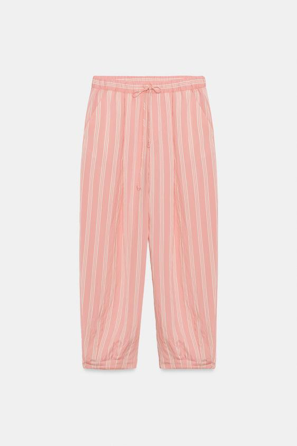 ZARA БРЮКИ-БАЛЛОНЫ В ПОЛОСКУ — ZW COLLECTION, РОЗОВЫЙ/БЕЛЫЙ