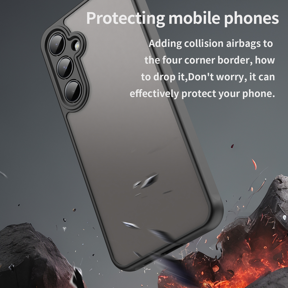 Защитный чехол с черными рамками для Samsung Galaxy A55 5G, задняя крышка тонированная прозрачная