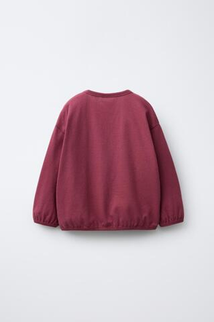 ZARA ФУТБОЛКА С КОНТРАСТНОЙ ВЫШИВКОЙ, БУРГУНДИ