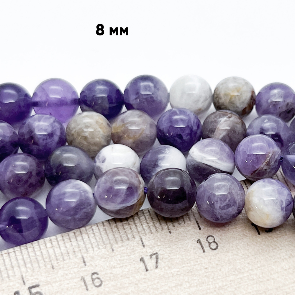 Аметист, диаметр 8,2-8,4 мм, цена за 22-23 шт (1/2 нити)