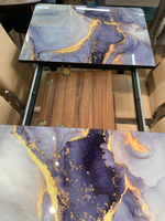 Стол разд стекло Миллер бабочка К-т ног №5 черный Царг.пояс 930 черный Ст-ца акварель ф/п (чер)