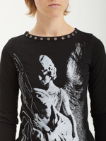 Топ Silent Vow Black Sigil Cursive Graphic Eyelet Neck