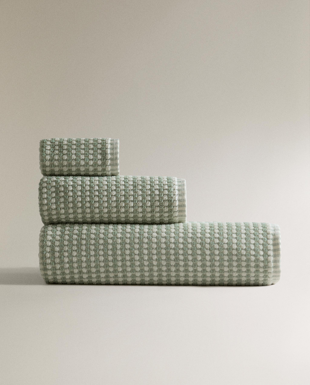 Zara Home Полотенце для лица и рук из хлопка, зелёный · 4587/013