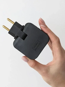 Тройник для розетки с USB 2.0 плоский поворотный, USB разветвитель электрический, черный