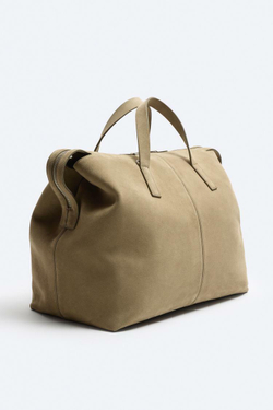 ZARA КОЖАНАЯ СУМКА ДЛЯ БОУЛИНГА XL, ПЕСОЧНО-КОРИЧНЕВЫЙ