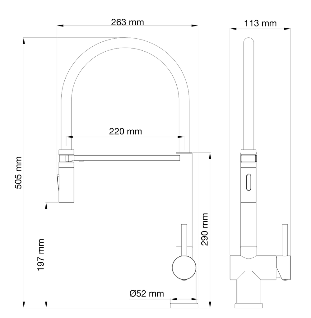 Смеситель для кухни с гибким изливом WONZON & WOGHAND, Брашированное золото (WW-88438003-BG)