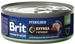 BRIT, Консервы для стерилизованных кошек, Курица с печенью, 100 гр.