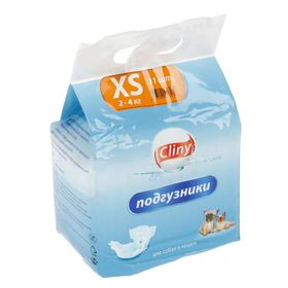 CLINY Подгузники для кошек и собак 2-4 кг размер XS 11 шт