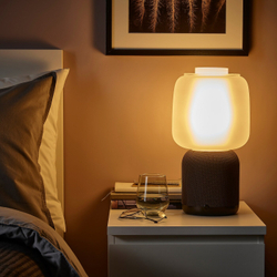 IKEA SYMFONISK  (ИКЕА СЙМФОНИСК)  -  Wi-Fi лампа/колонка, стеклянный рассеиватель, черный/белый