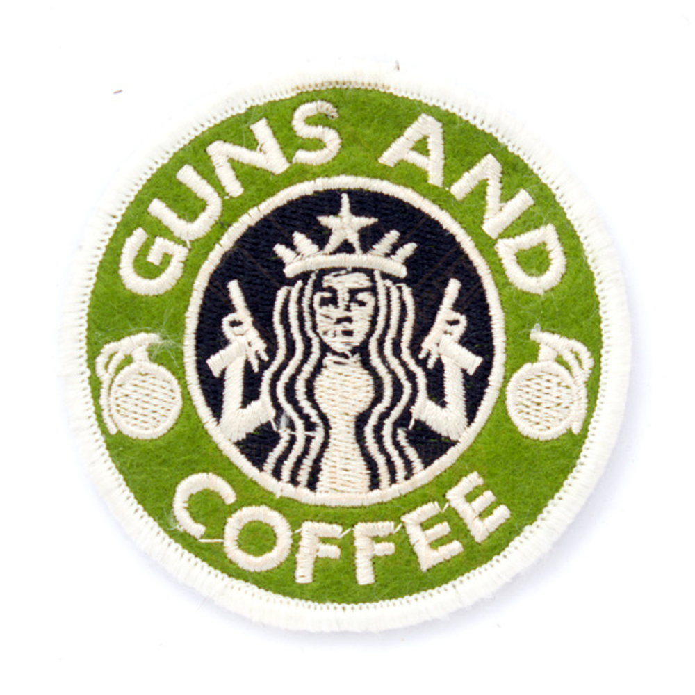 Патч ТВФ вышивка Guns and coffee