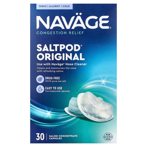 Navage, Saltpod® Original, средство для снятия заложенности носа, 30 капсул солевого концентрата