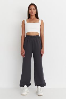 Джоггеры оверсайз из рифленого хлопка цвета антрацит