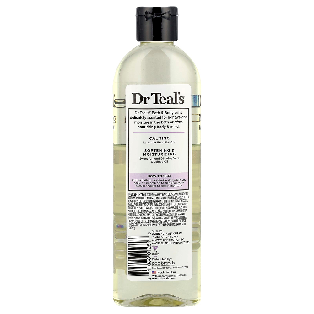 Dr. Teal's, увлажняющее масло для ванны и тела, лаванда, 260 мл (8,8 жидк. унции)