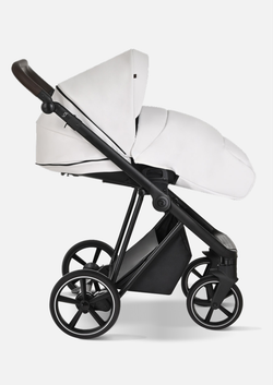 Roan Коляска 2 в 1 Sol Leather White Black Тем.коричневый
