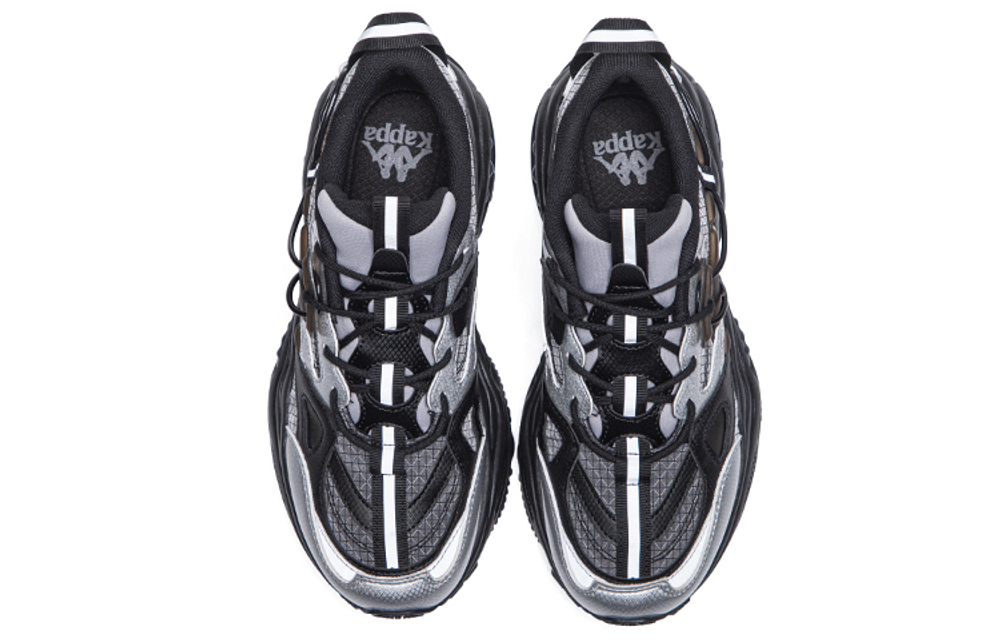 Kappa retro deconstructed low-cut daddy shoes for men and women with the same style black silver