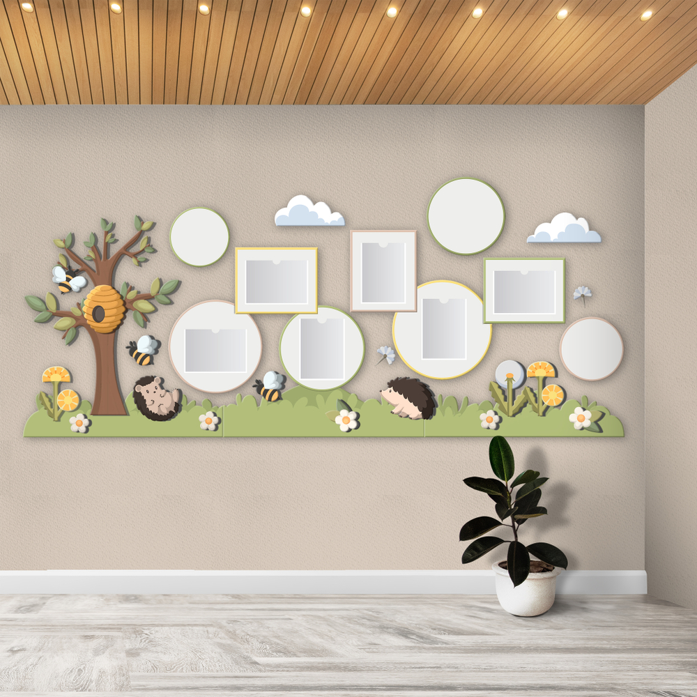 Комплект стендовых декораций Ёжики с карманами А4 серии Скандик