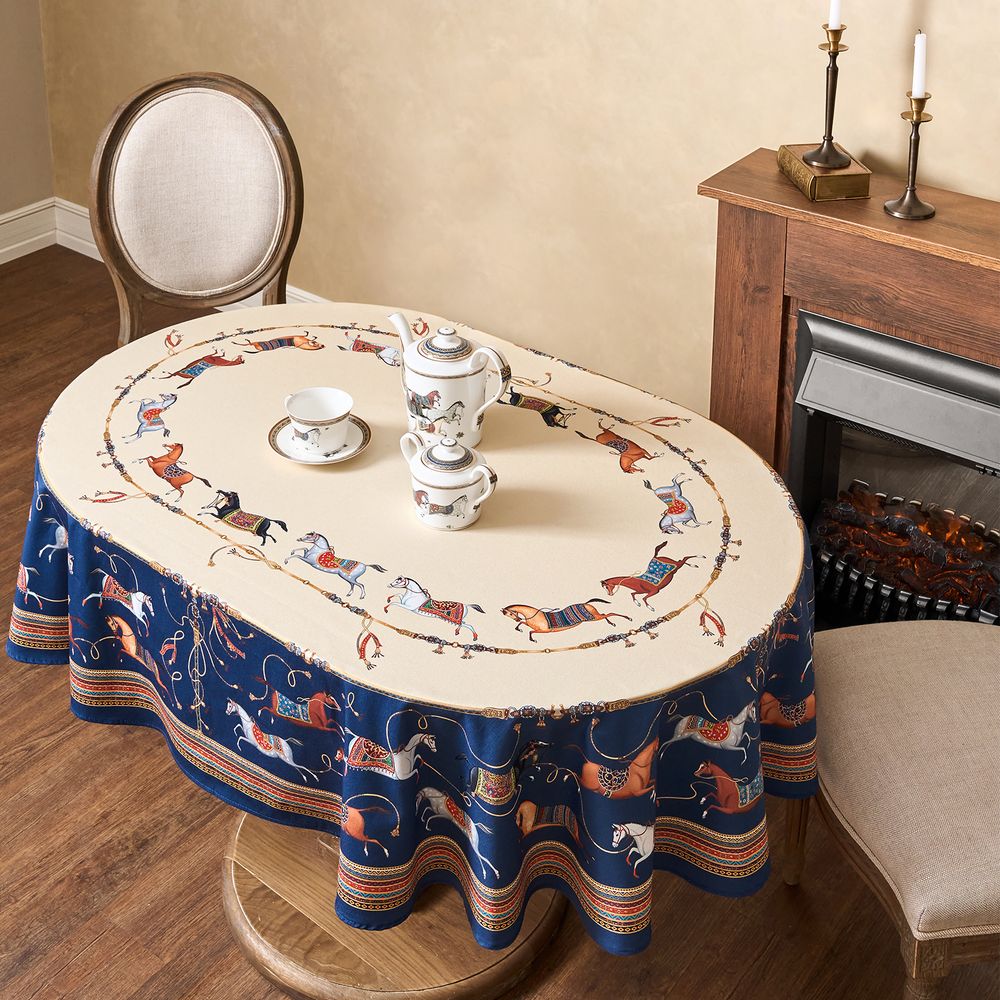 СКАТЕРТЬ ОВАЛЬНАЯ "PASSAGE"140Х180СМ ,БЕЖЕВЫЙ, 100% ХЛОПОК,ТВИЛ, ПРОПИТКА