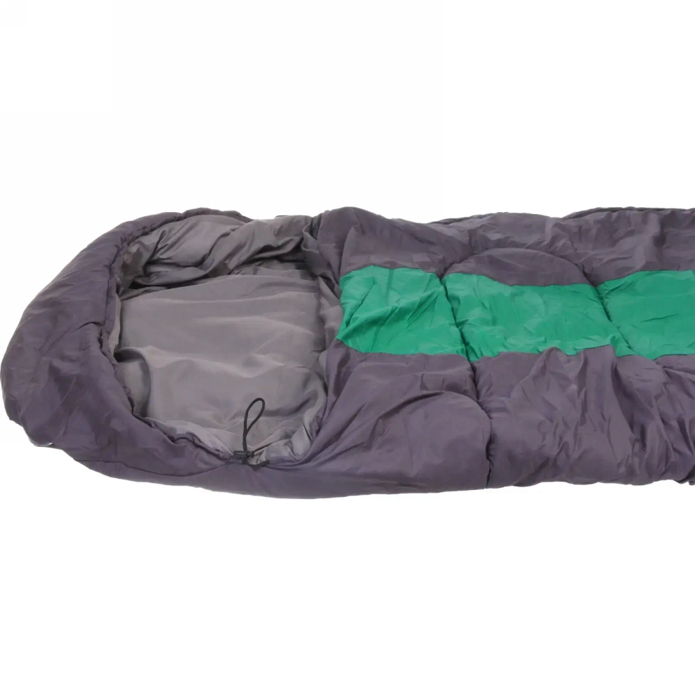 Спальник одеяло с капюшоном 220*85см 2000гр серо-зелёный +0С