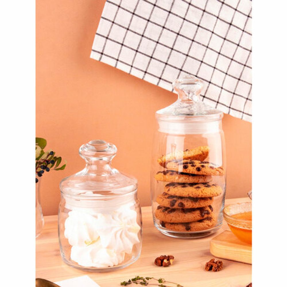 Банка для сыпучих продуктов, с крышкой, КОМПЛЕКТ 2 штуки, 1100 мл, стекло, PASABAHCE "ЧЕШНИ", фирменная подарочная упаковка, 97425